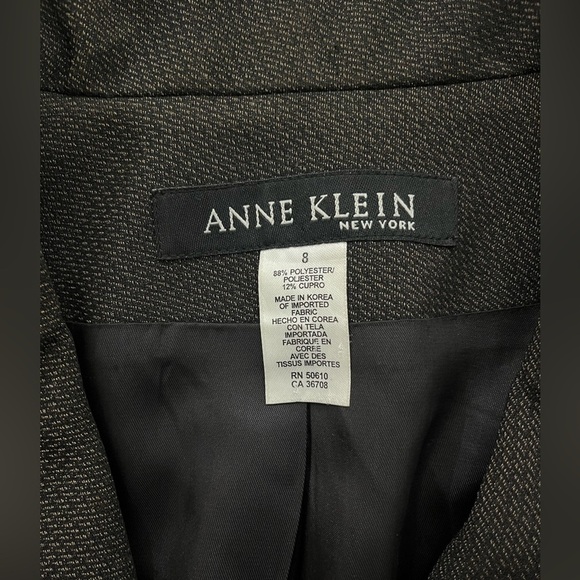 Anne Klein Blazer Womens 8 Suit Jacket Tweed Brown Long Career Work Office Korea - Picture 8 of 10